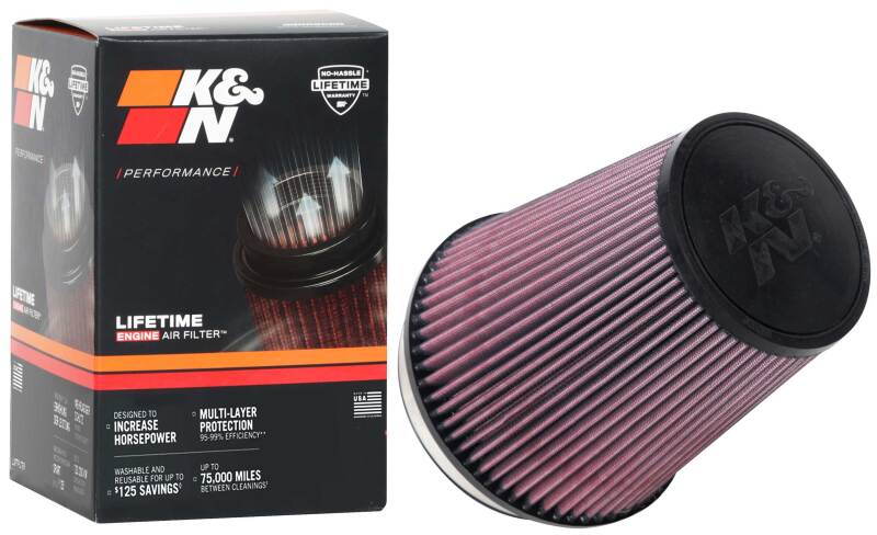 K&N Universal Tapered Filter 6in Flange ID x 7.5in Base OD x 5in Top OD x 8in Height-SR1 Performance