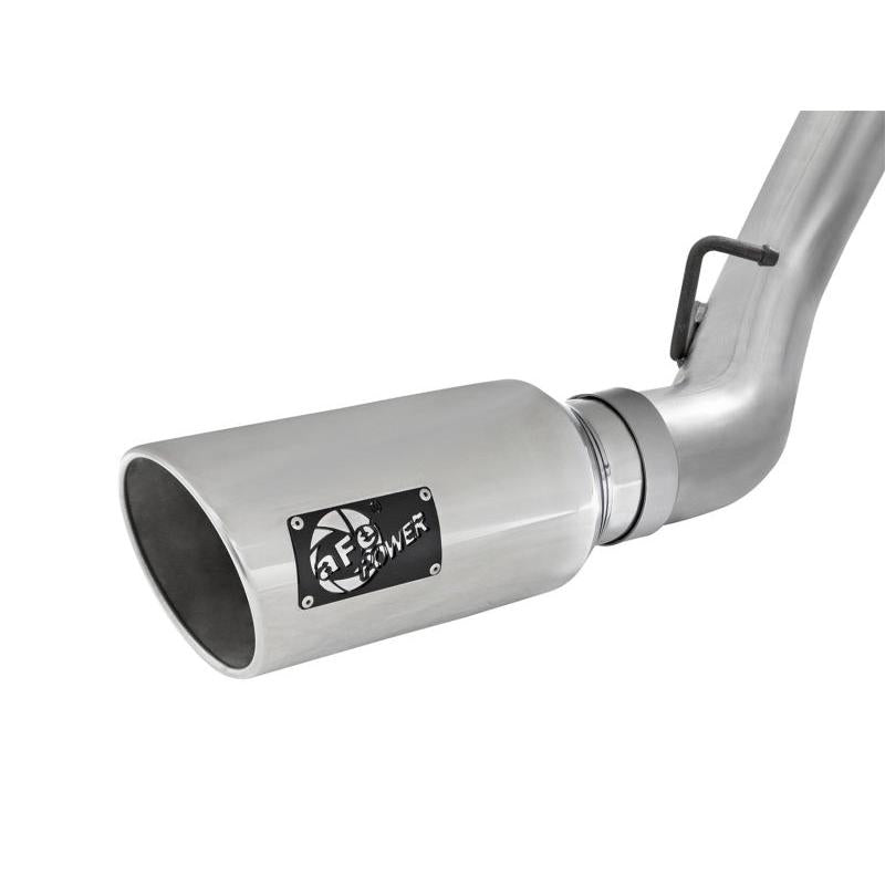 aFe LARGE Bore HD 4in Dual DPF-Back SS Exhaust w/Polished Tip 16-17 GM Diesel Truck V8-6.6L (td) LML