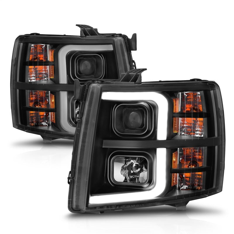 ANZO 2007-2013 Chevrolet Silverado 1500 Projector w/ Light Bar Black Housing w/ Sequential-SR1 Performance