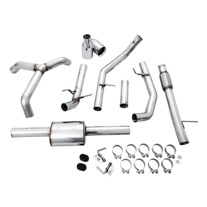 AWE Tuning 4th Gen GM 1500 5.3L 0FG Catback Split Rear Exit (Flat Bumper) - Quad Chrome Tips