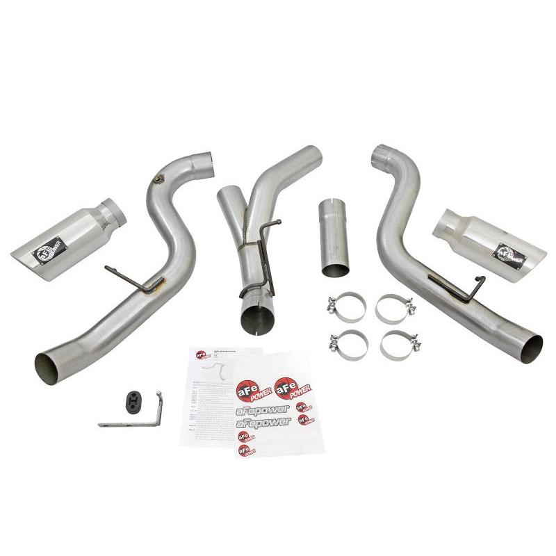 aFe Atlas Exhaust 4in Dual DPF-Back Al Steel w/ Pol Tips 16-17 GM Diesel Truck V8-6.6L (td) LML-SR1 Performance