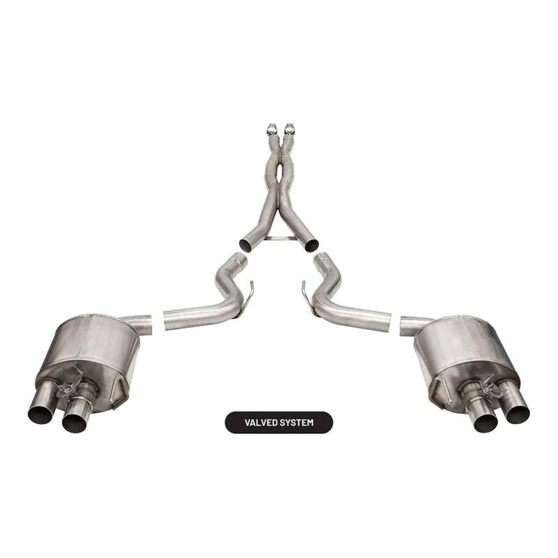 Corsa 2015-2020 Ford Mustang GT350/R 5.2L V8 Dual Rear Cat-Back- Stainless Dual Rear Exit