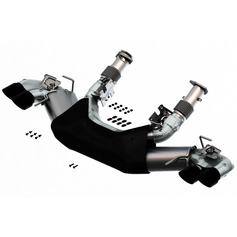 Borla 2020 Chevrolet Corvette C8 6.2L S-Type Exhaust System Dual Round Rolled A/C Black Chrome Tips