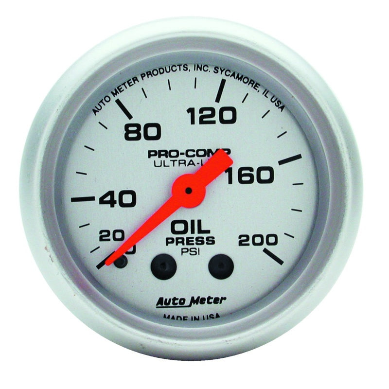Autometer Ultra-Lite 52mm 0-200 PSI Mechanical Oil Pressure Gauge-SR1 Performance