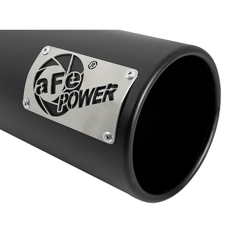 aFe SATURN 4S 4in SS Intercooled Exhaust Tip - Black 4in In x 5in Out x 12in L Bolt-On