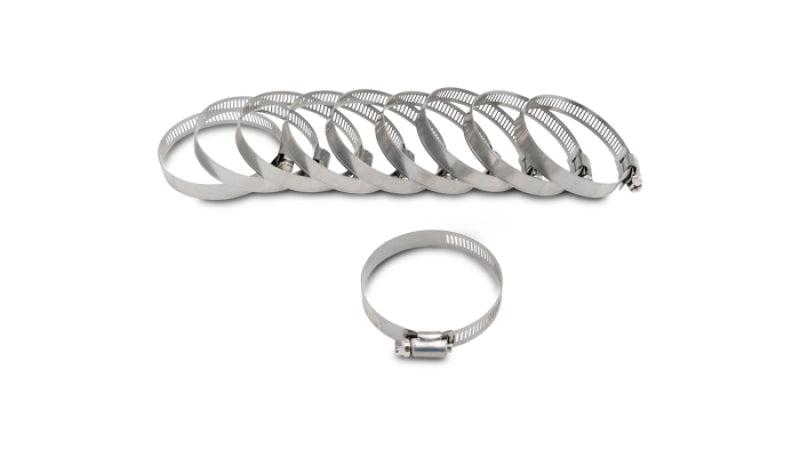 Vibrant S.S. Worm Gear Clamps Pack of 10 - Clamping Range: 4.56in - 5.51in (116mm - 140mm)