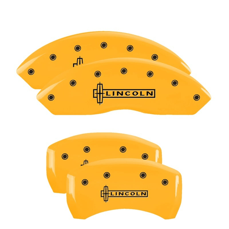 MGP Lincoln MKX Caliper Covers Set - Yellow Powder Coat with Engraved Logos (Part #36007SLC1YL)
