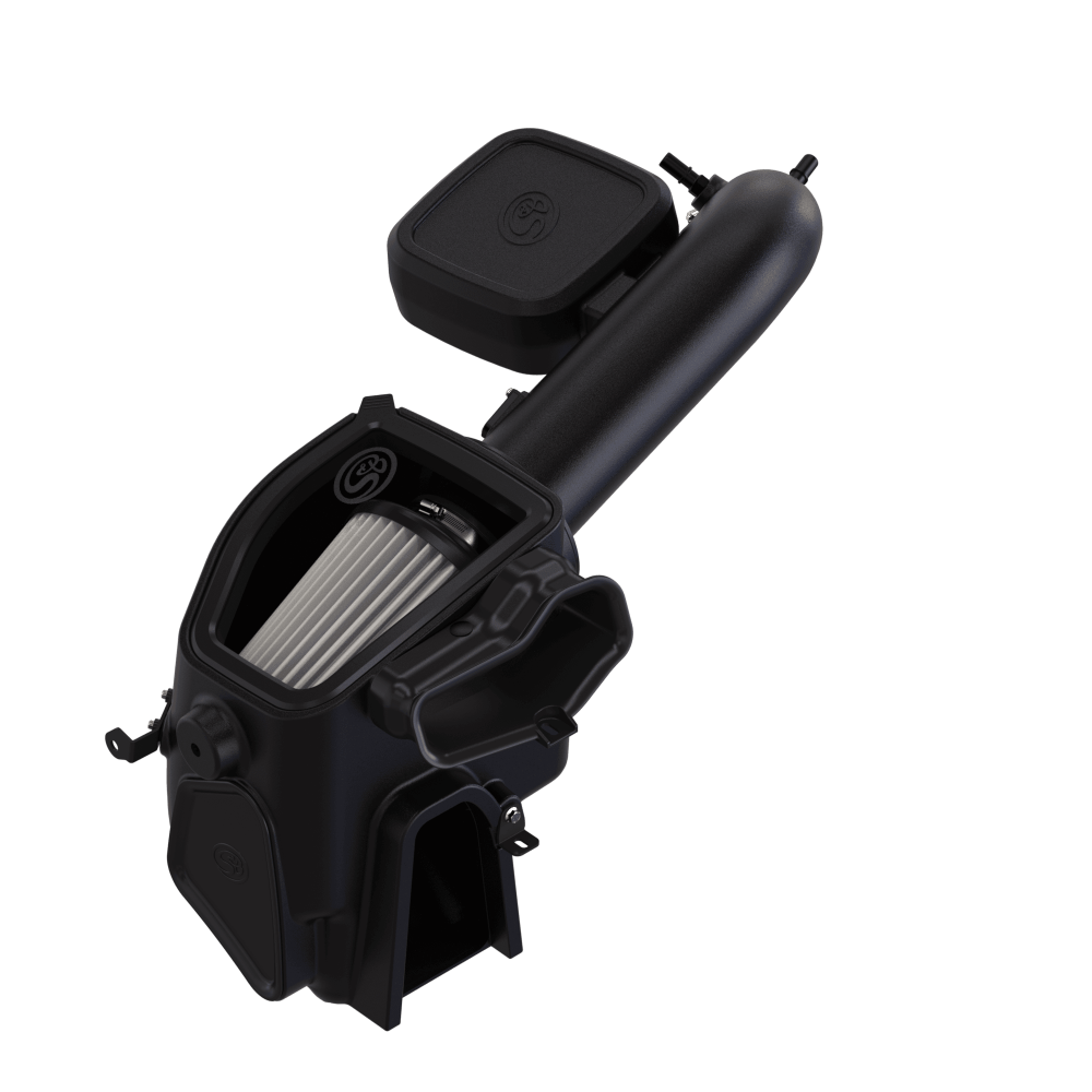 Dry Extendable Cold Air Intake for the 2023-2025 Ford F250 F350 7.3L on a white background
