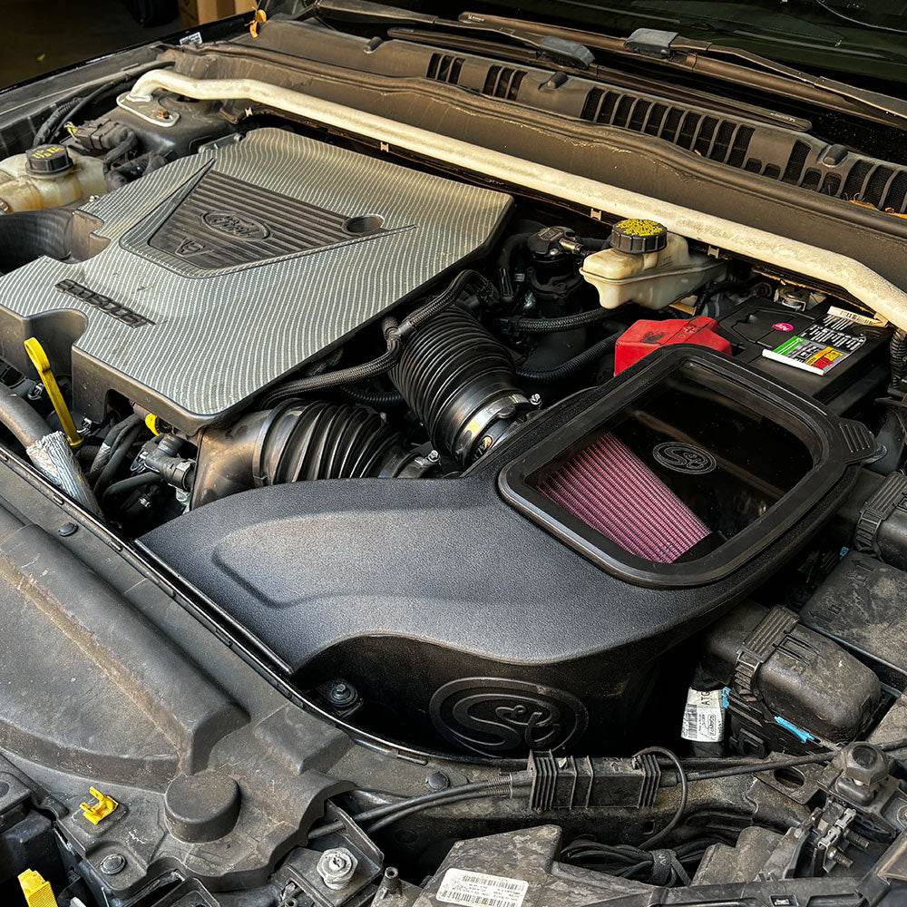 Cold Air Intake For 2017-2020 Ford  Fusion Sport 2.7L - S&B installed in the engine compartment of a vehicle
