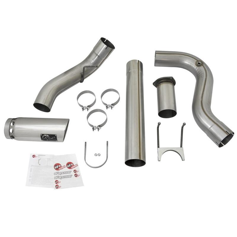 aFe LARGE BORE HD 5in 409-SS DPF-Back Exhaust w/Polished Tip 2017 Ford Diesel Trucks V8 6.7L (td)