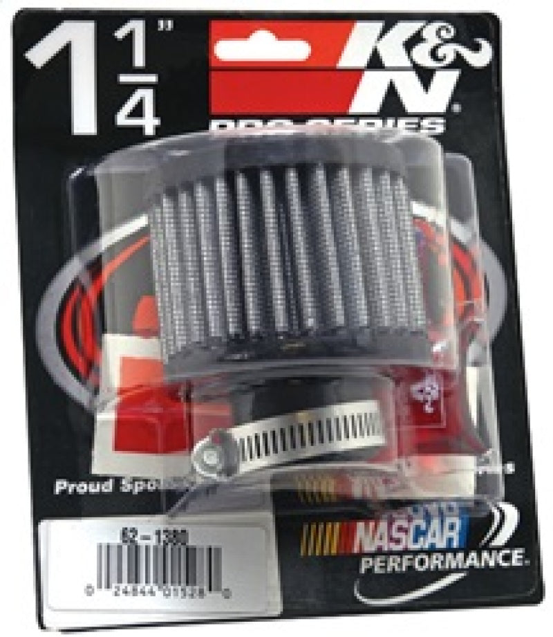 K&N 1.25in Flange ID x 3in OD x 2.5 inch H Rubber Base Crankcase Vent Filter-SR1 Performance