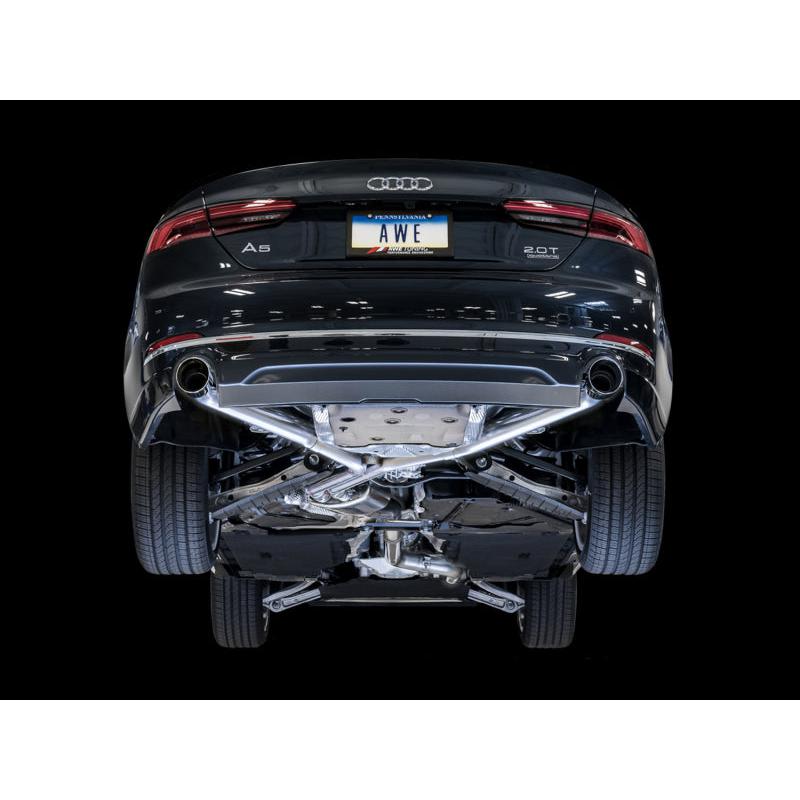 AWE Tuning Audi B9 A5 Track Edition Exhaust Dual Outlet - Chrome Silver Tips (Includes DP)