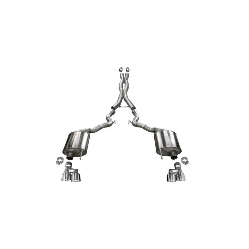 Corsa 2018-2023 Ford Mustang GT Convertible w/o Active Valves Xtreme Cat-Back w/ 4in Tips-SR1 Performance