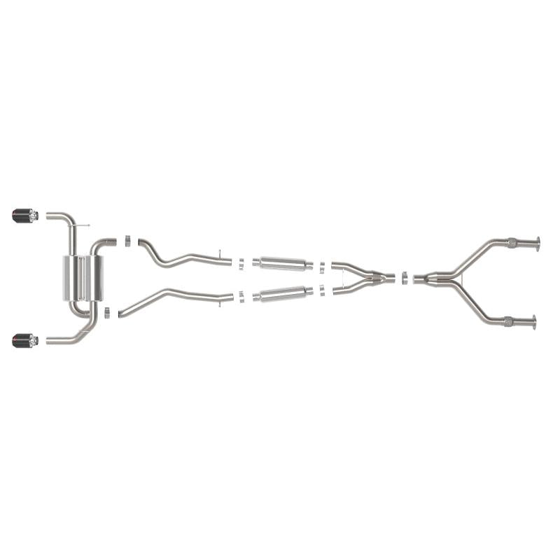 aFe 14-15 Infiniti Q50 (V37) V6 3.7L Takeda 2-1/2in SS Cat-Back Exhaust System w/ Carbon Fiber Tips-SR1 Performance