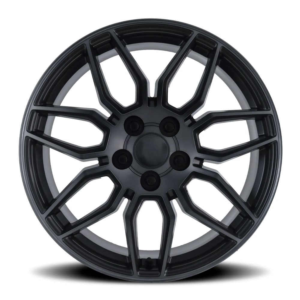 FR 401 – C8 ZO6 CORVETTE REPLICA WHEELS-Satin Titanium Grey Machine Face wDark   18x8.5 5x4.75 + 54 HB 70.3