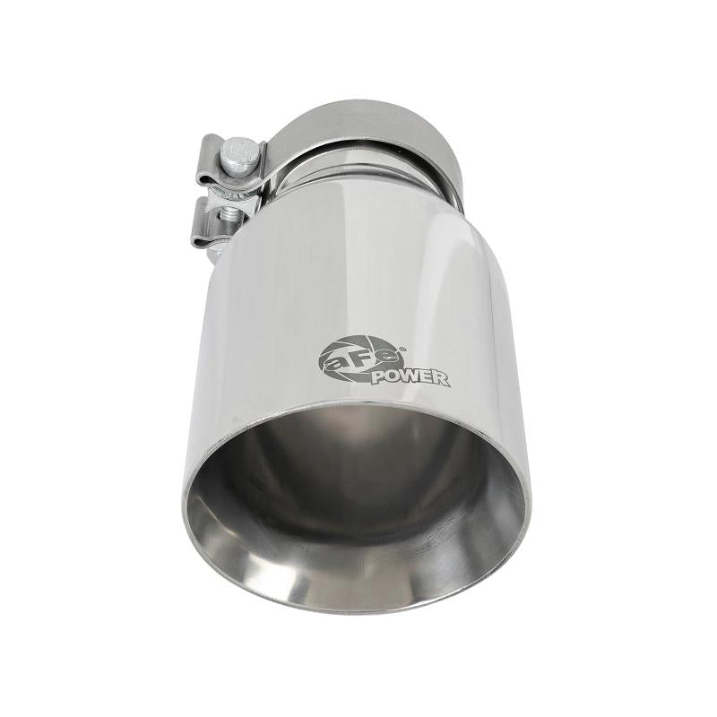 aFe MACH Force-Xp Univ 304 SS Double-Wall Clamp-On Exhaust Tip - Polished - 3in Inlet - 4.5in Outlet-SR1 Performance