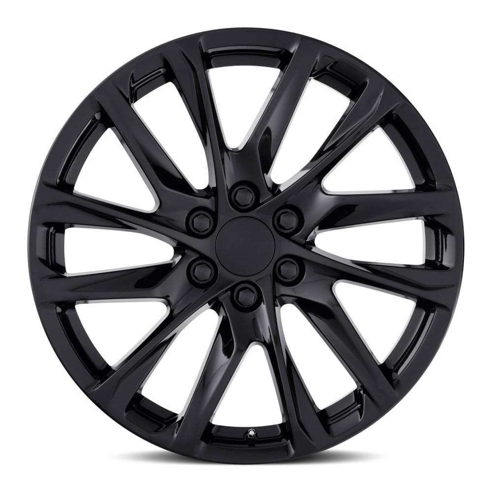 FR 98 – ESCALADE 12 SPOKE REPLICA WHEELS-Gloss Black 20x9 6x5.5 + 28 HB 78.1