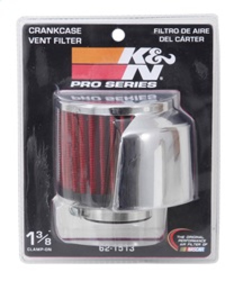 K&N 1.375in Flange ID x 3in OD x 2.5in Height Clamp On Crankcase Vent Filter-SR1 Performance