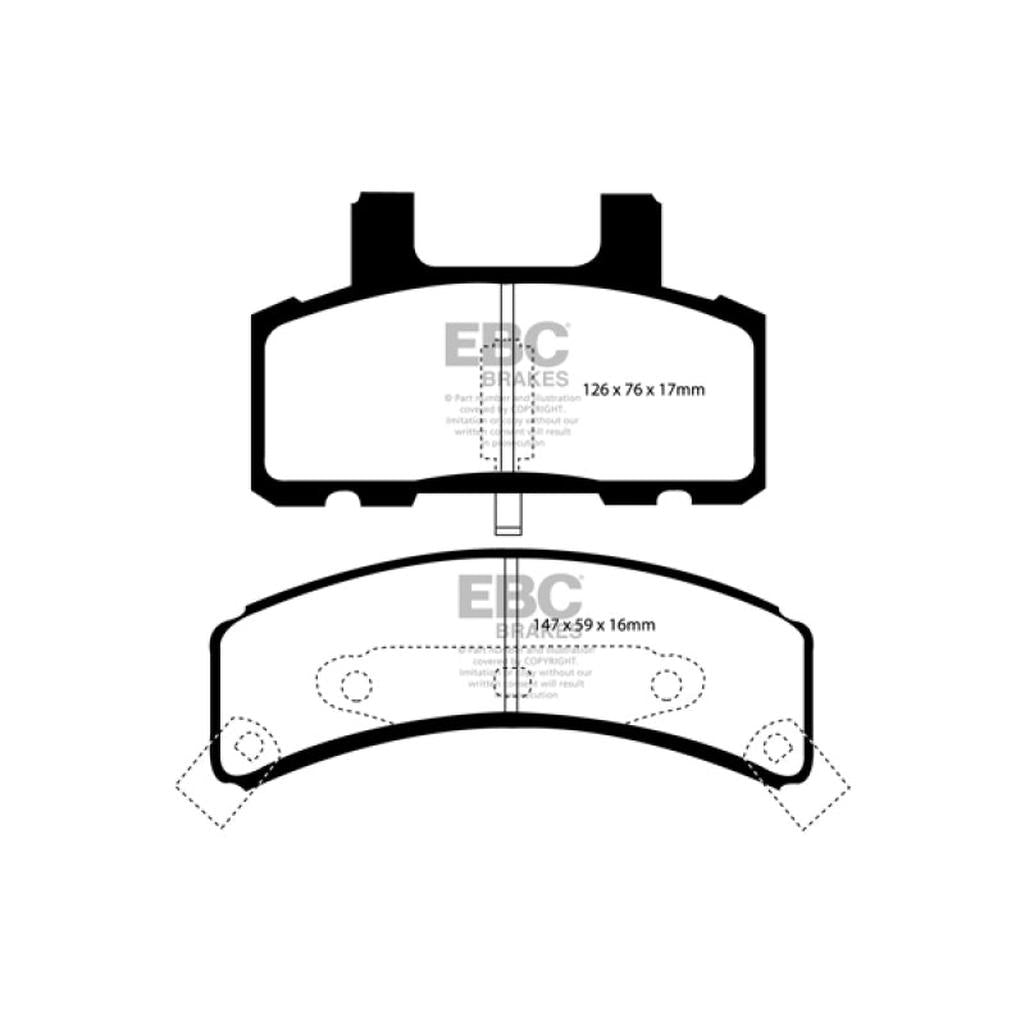 EBC Yellowstuff Brake Pads for 1987-1998 GMC V2500, C2500 and Cadillac Deville 4.6 Rear Drums
