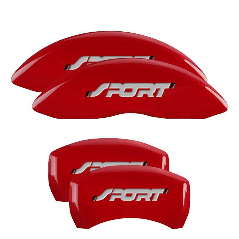 MGP 4 Caliper Covers Engraved Front & Rear No bolts/Sport Red finish silver ch