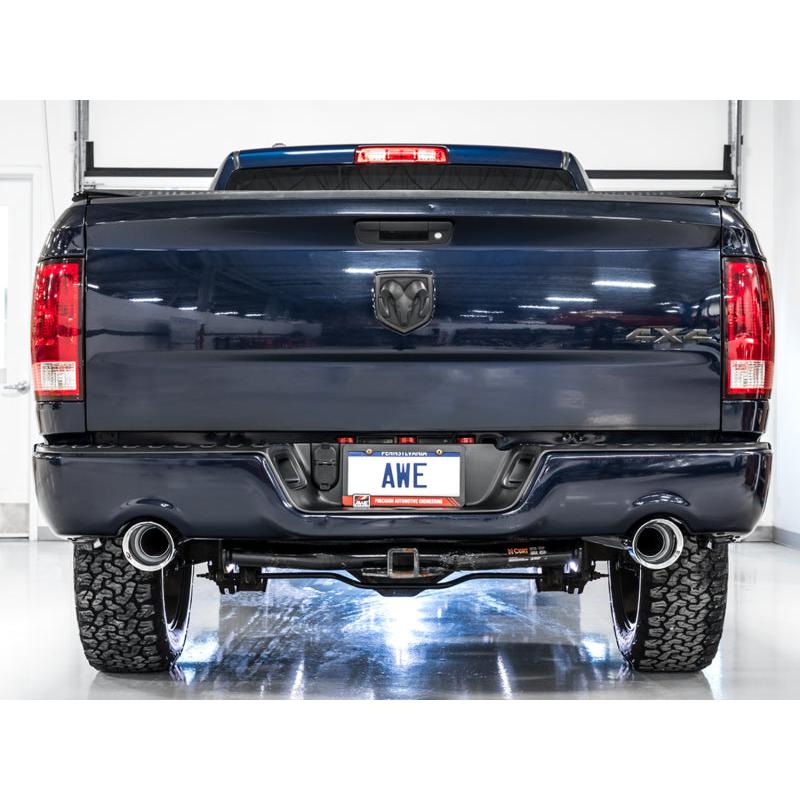 AWE Tuning 09-18 RAM 1500 5.7L (w/Cutouts) 0FG Dual Rear Exit Cat-Back Exhaust - Chrome Silver Tips