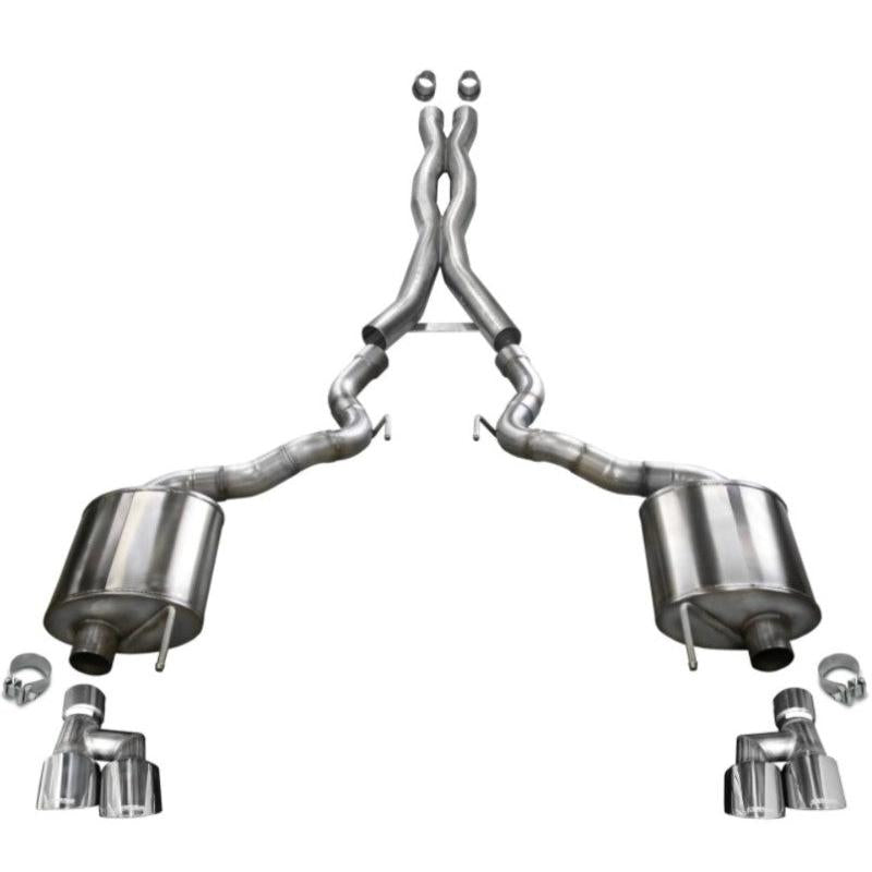 Corsa 2018-2023 Ford Mustang GT Convertible w/o Active Valves Xtreme Cat-Back w/ 4in Tips-SR1 Performance