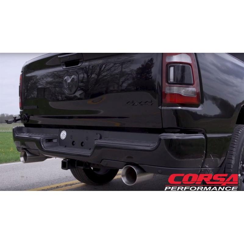 Corsa 19-24 Ram 1500 5.7L Crew Cab w/ 57in or 76in Bed Cat-Back Dual Rr Exit 5in Satin Polished Tips-SR1 Performance