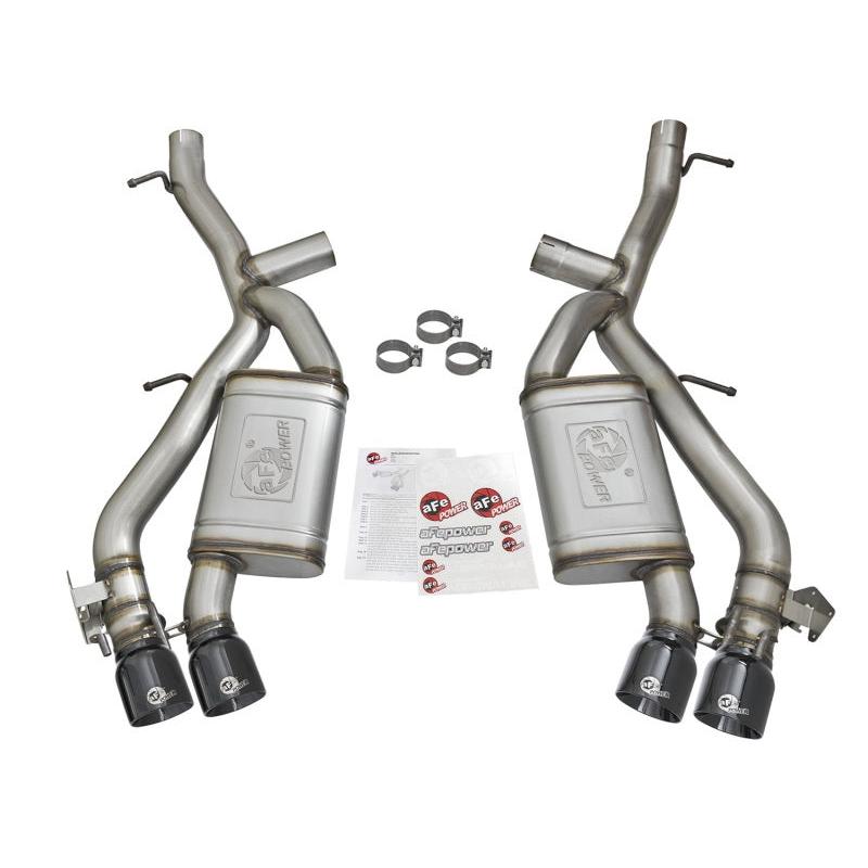 aFe MACHForce XP 3in 304 SS Axle-Back Exhaust Dual Exhaust (NPP) w/ Black Tips 16-17 Camaro SS V8