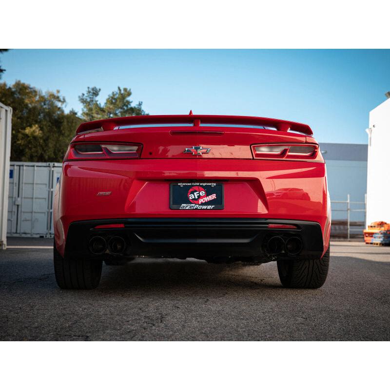 aFe POWER MACH Force-Xp 3in Axle-Back Exhaust 16-20 Chevrolet Camaro SS V8 6.2L w/o Mufflers - Black