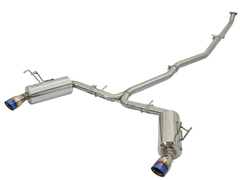 aFe POWER Takeda 16-17 Honda Civic I4-1.5L (t) 2.5-2.25in 304 SS CB Dual-Exit Exhaust Blue Tips-SR1 Performance
