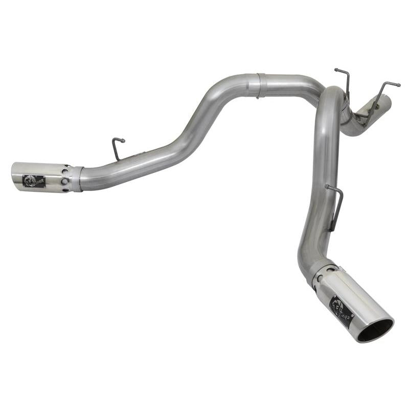 aFe Large Bore-HD 4in 409-SS DPF-Back Exhaust w/Dual Polished Tips 2017 GM Duramax V8-6.6L (td) L5P