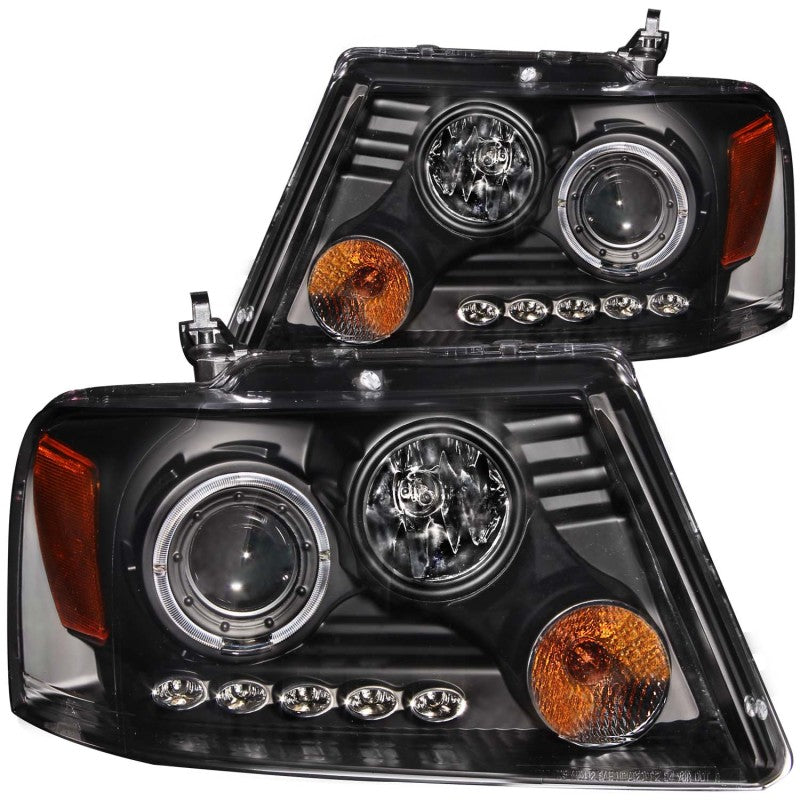 ANZO 2004-2008 Ford F-150 Projector Headlights w/ Halo and LED Black G2-SR1 Performance