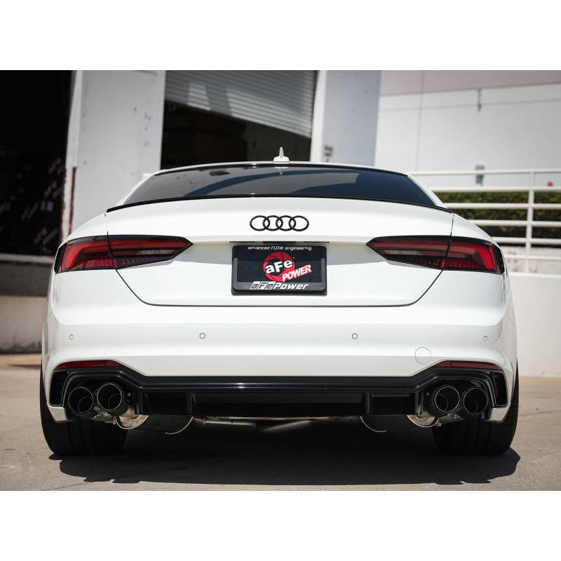 aFe 18-20 Audi RS5 Coupe MACH Force-Xp 3in to 2.5in 304 SS Axle-Back Exhaust System-Quad Carbon Tips-SR1 Performance