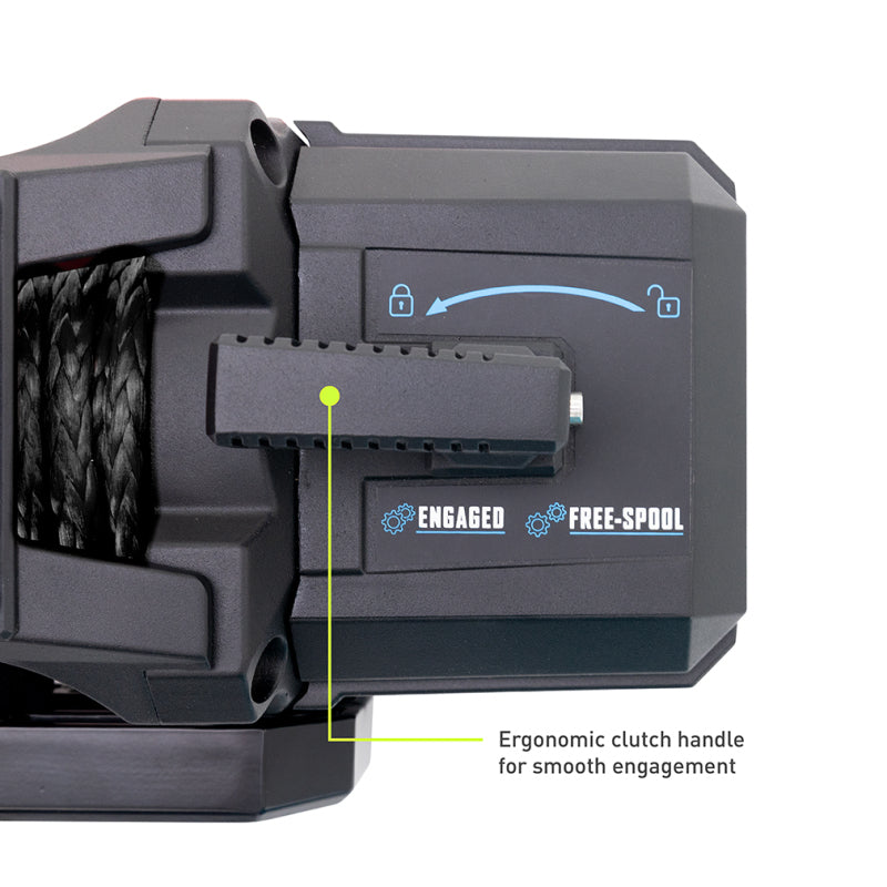 Borne Off-Road 10K Winch with Black Synthetic Rope - Heavy-Duty Automotive Recovery Equipment