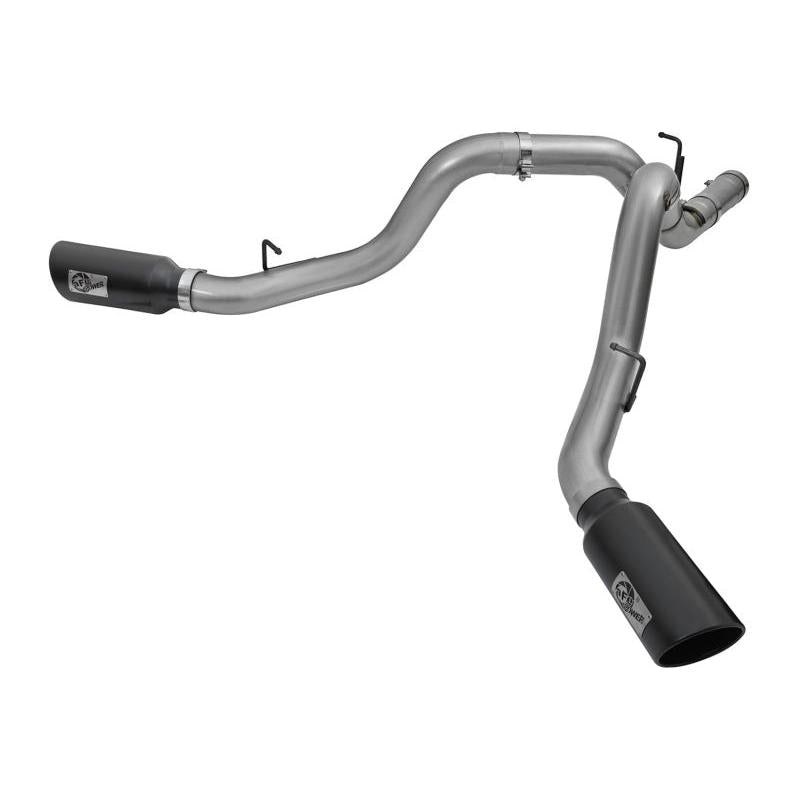 aFe LARGE Bore HD 4in Dual DPF-Back SS Exhaust w/Black Tip 16-17 GM Diesel Truck V8-6.6L (td) LML