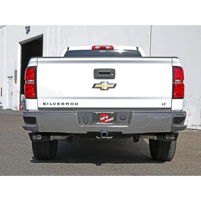 aFe Gemini XV 3in 304 SS Cat-Back Exhaust w/ Cutout 14-19 GM Trucks 4.3L/5.3L w/ Black Tips