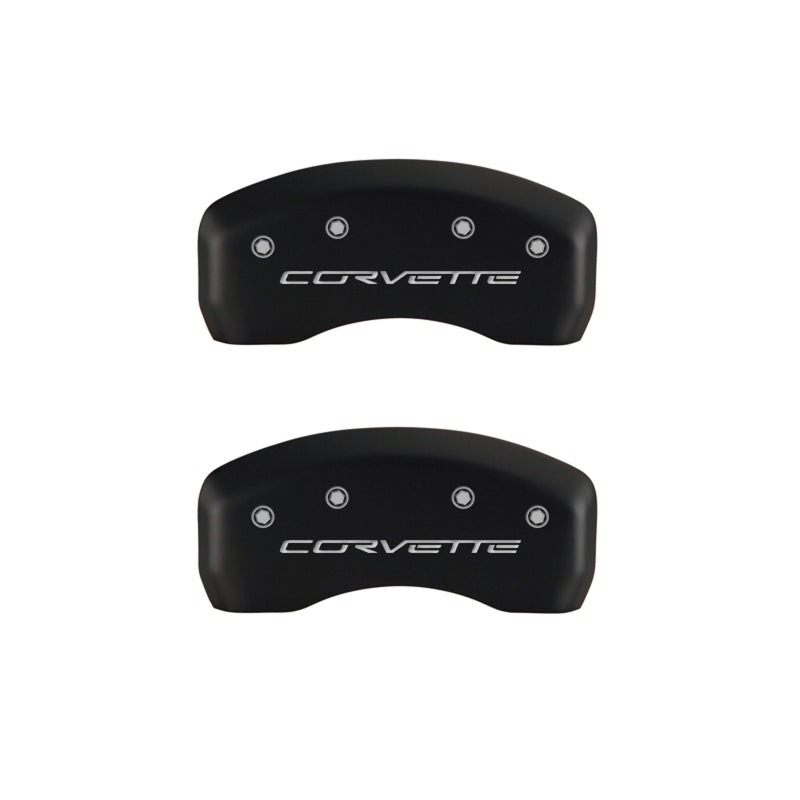 MGP 4 Caliper Covers for Chevrolet Corvette C6 * Red Finish with Silver Engraving