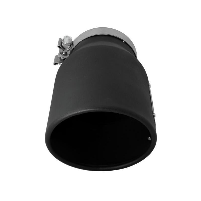 aFe MACHForce XP 5in 304 Stainless Steel Exhaust Tip 5 In x 7 Out x 12L in Bolt On Right - Black