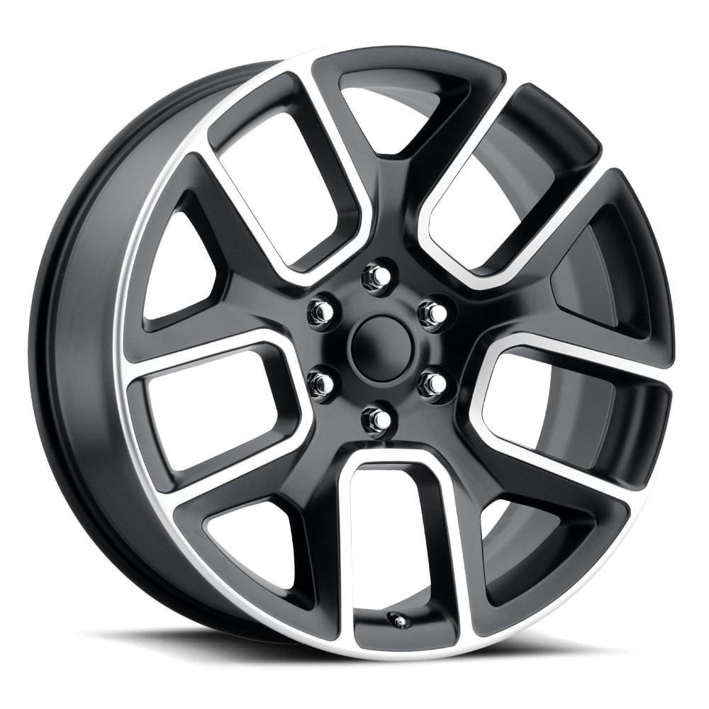 22X9 6x5.5 +15 HB 77.8 19 RAM 1500 SATIN BLACK MACH FACE WITH CAP-SR1 Performance