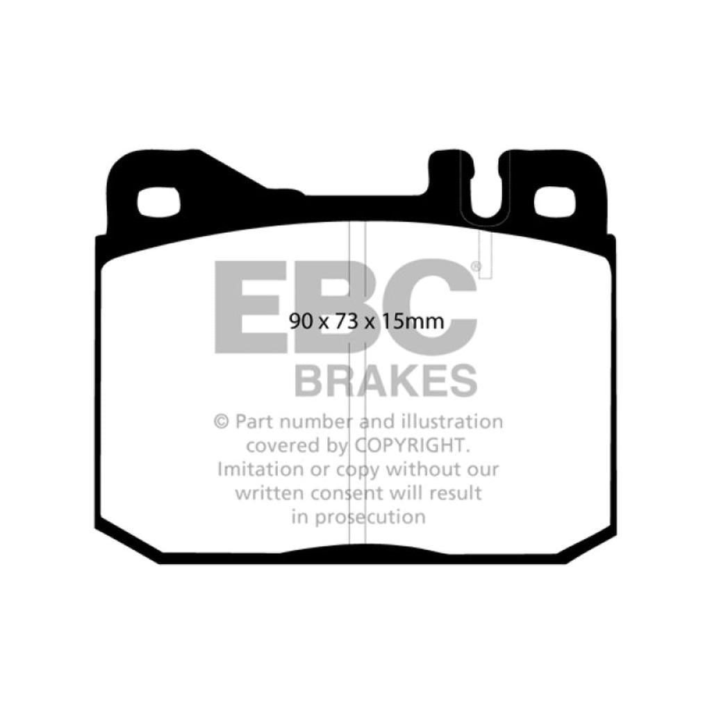 EBC Redstuff Ceramic Low Dust Front Brake Pads for Mercedes-Benz 230 and 240D (1972-1979)
