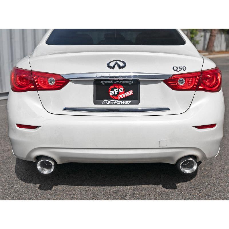 aFe Takeda 2.5in 304 SS Cat-Back Exhaust System w/ Polished Tips 16-18 Infiniti Q50 V6-3.0L (tt)