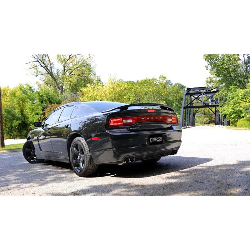 Corsa 11-14 Dodge Charger SXT 2.5in Sport Cat-Back Dual Rear Exit w/ Twin 3.0in Black Tips-SR1 Performance