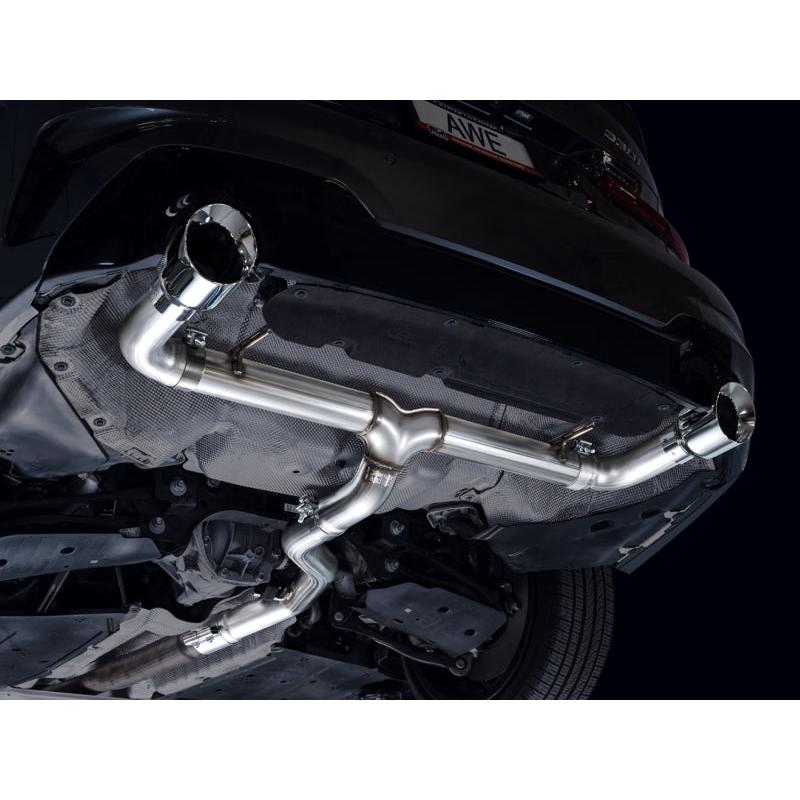 AWE 19-23 BMW 330i / 21-23 BMW 430i Base G2X Track Edition Axle Back Exhaust - Chrome Silver-SR1 Performance