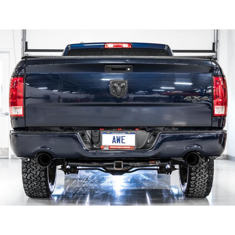 AWE Tuning 09-18 RAM 1500 5.7L (w/Cutouts) 0FG Dual Rear Exit Cat-Back Exhaust - Diamond Black Tips