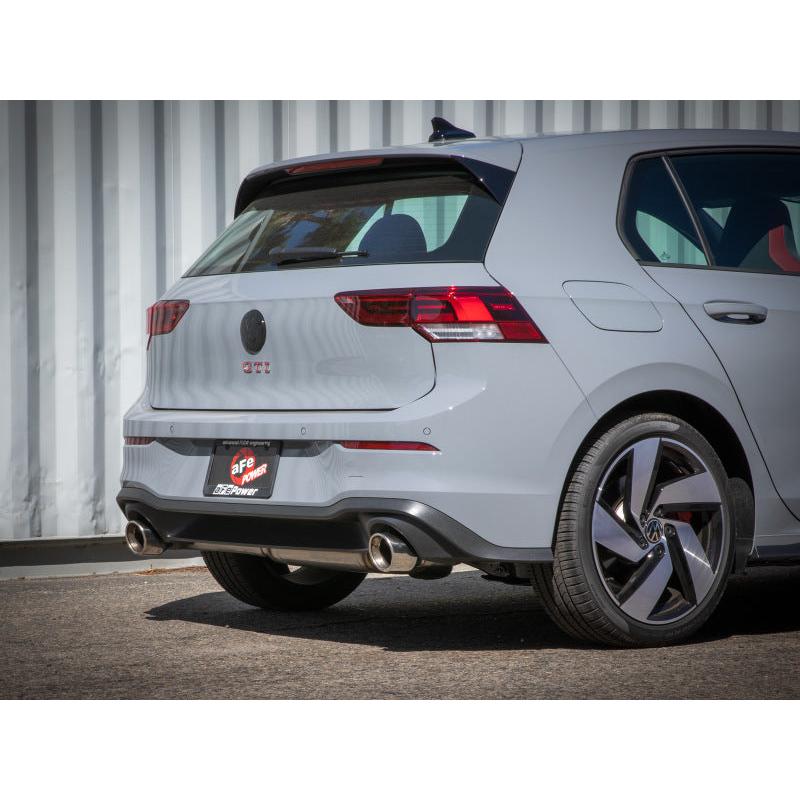 aFe Gemini XV 3in to 2 1/2in 304 SS Cat-Back Exhaust 22-23 Volkswagen GTI (MK8) 2.0L w/Polished Tips