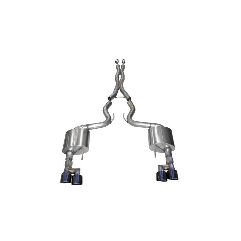 Corsa 18-23 Ford Mustang 5.0L V8 3in Sport Cat-Back Dual Rear Exit w/ 4in Black PVD Pro-Series Tips-SR1 Performance