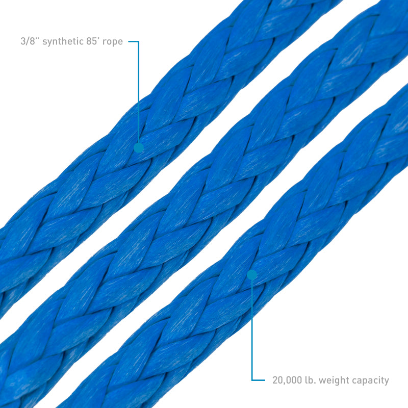Borne Off-Road Synthetic Rope - 3/8 inch x 85 feet - Blue