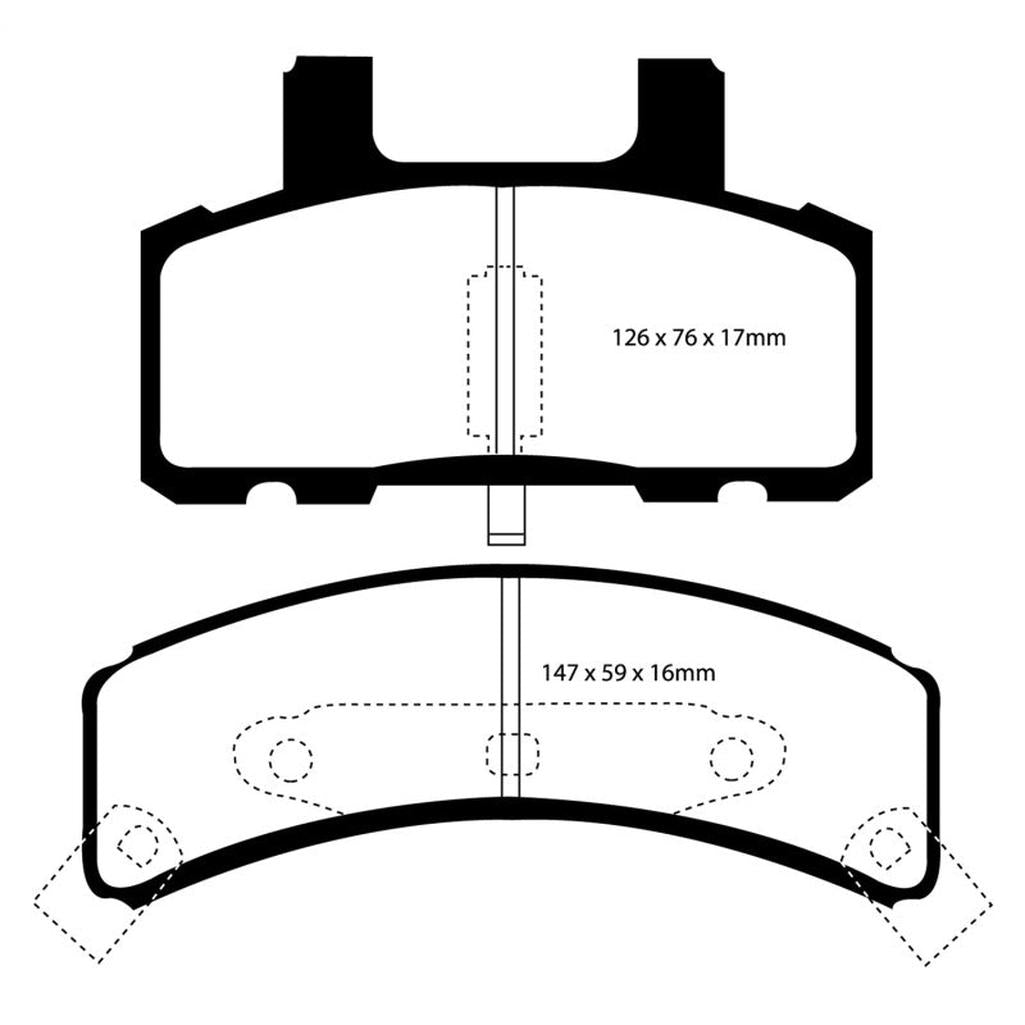 EBC Yellowstuff Brake Pads for 1987-1998 GMC V2500, C2500 and Cadillac Deville 4.6 Rear Drums