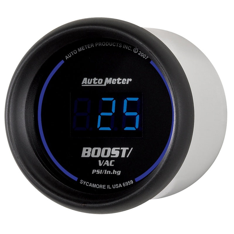 Autometer Cobalt Digital 52.4mm Black Vacuum/Boost Gauge-SR1 Performance