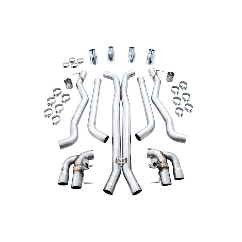 AWE Tuning 18-19 BMW M5 (F90) 4.4T AWD SwitchPath Cat-back Exhaust - Chrome Silver Tips